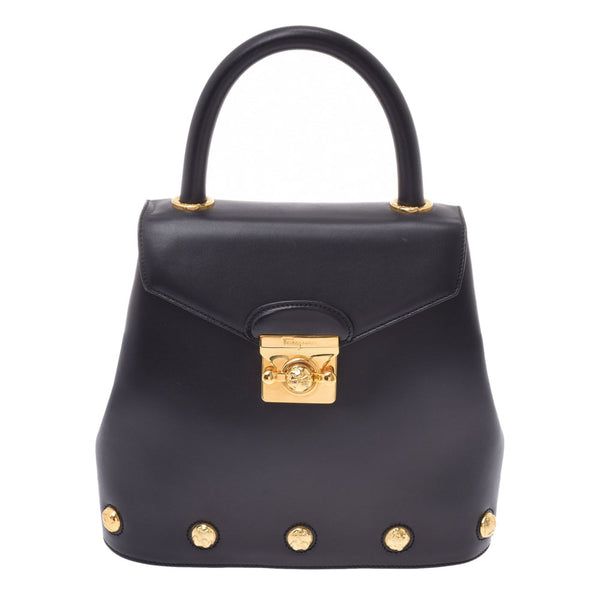 Salvatore Ferragamo,Ferragamo,Black,Gold,Women,Leather,2WAY袋。