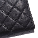 2.55 rounds of CHANEL Chanel fastener long wallet black Lady's leather long wallet    Used