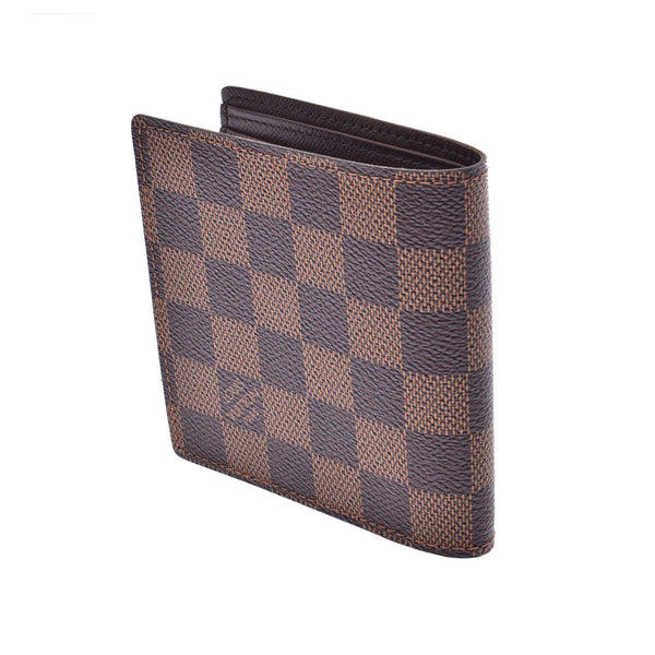 LOUIS VUITTON Louis Vuitton Damier Portofeuille Marco Brown N61675 Men's Damier Canvas Bi-fold Wallet AB Rank Used Ginzo