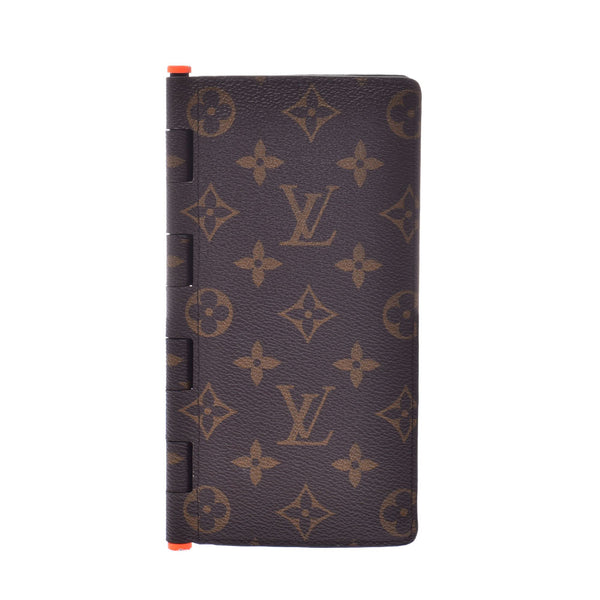 LOUIS VUITTON Louis Vuitton Portofoi Yubraza Hinge Monogram Brown/Orange Men's Monogram Canvas Long Wallet M67449 Used