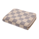 LOUIS VUITTON路易威登Damier Azur Zippy零钱包白色N63069中性Damier Azur帆布硬币盒B等级二手Ginzo