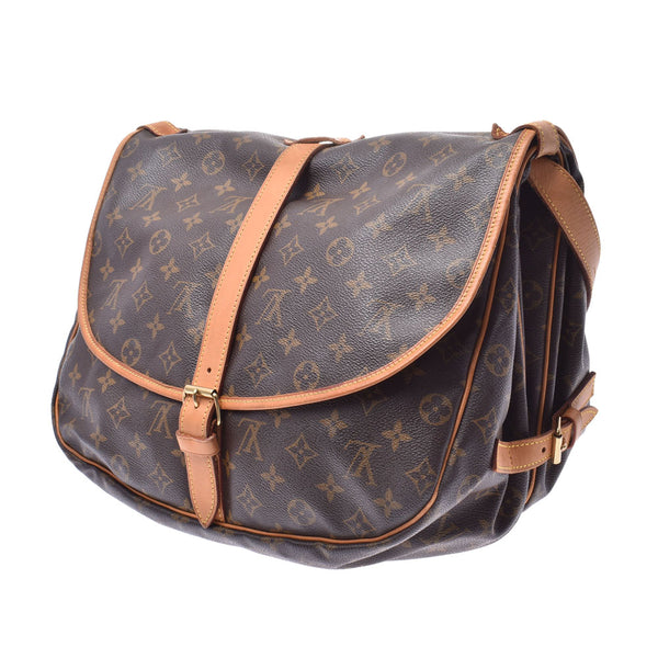 LOUIS VUITTON ルイヴィトン モノグラム ソミュール35 ブラウン M42254 ユニセックス モノグラムキャンバス ショルダーバッグ Bランク 中古 銀蔵