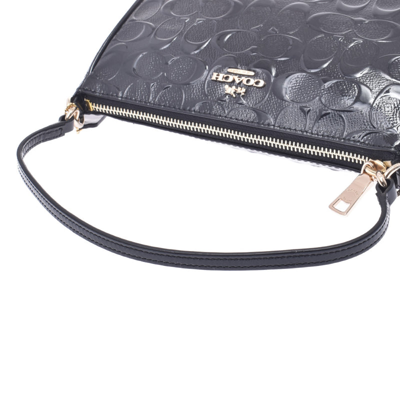 COACH Coach Accessory Pouch Outlet Black Gold Hardware F36612 Ladies Enamel 2WAY Bag Shindo Used Ginzo