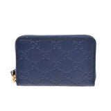 GUCCI Gucci Gucci sima card case dark blue 447939 unisex leather coin case-free silver storehouse