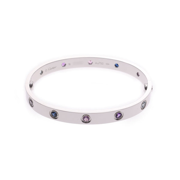 CARTIER Cartier Love bracelet new multi color #16 unisex K18WG / multi stone bracelet a-rank used silver