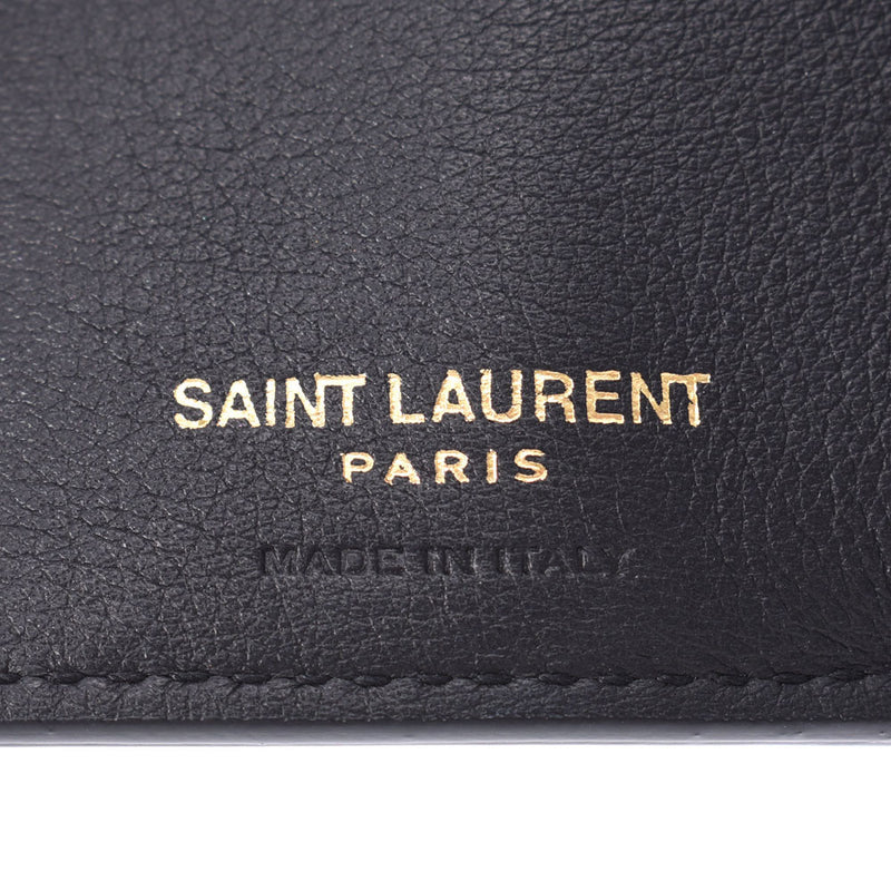 SAINT LAURENT サンローラン コンパクトウォレット 黒 ユニセックス レザー 二つ折り財布 Aランク 中古 銀蔵