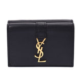 SAINT LAURENT, SunLaurent compact wallet, black, black, unisex, two, wallet, A-ranked, used silver.