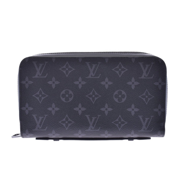 LOUIS VUITTON Louis Vuitton Monogram Eclipse Zippy XL Black/Gray M61698 Unisex Leather Wallet Unused Ginzo