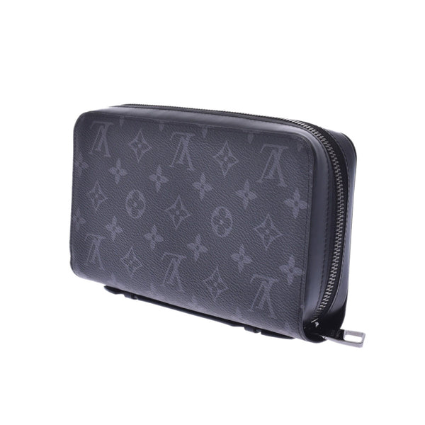 LOUIS VUITTON Louis Vuitton Monogram Eclipse Zippy XL Black/Gray M61698 Unisex Leather Wallet Unused Ginzo