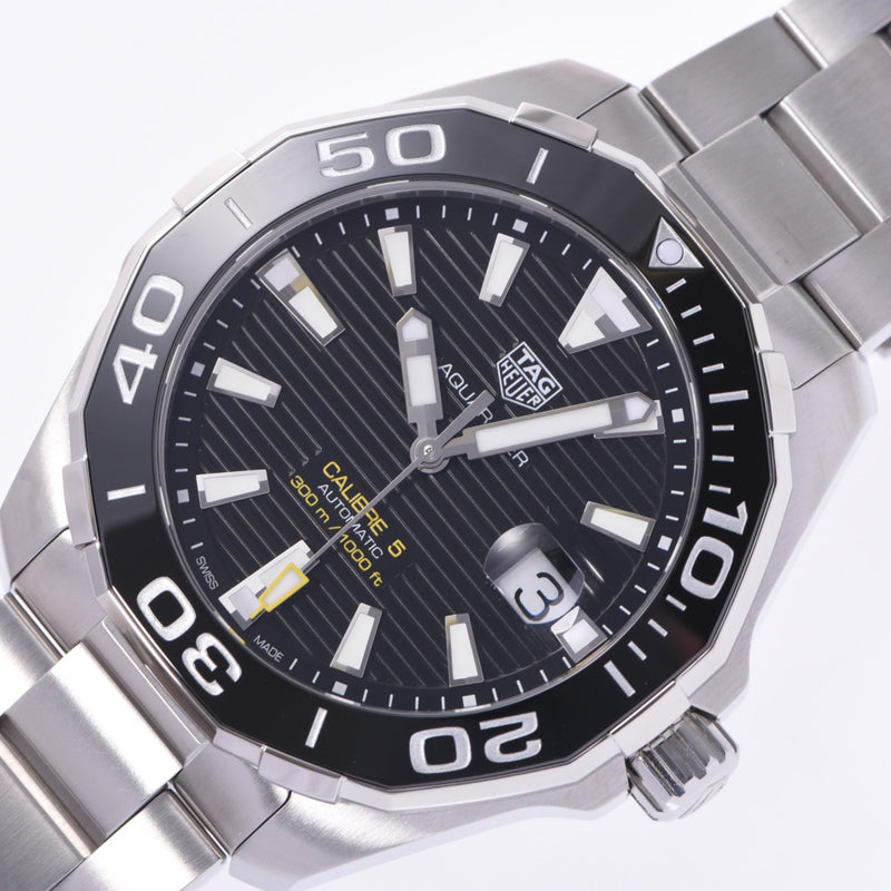 TAG HEUER aqua racer caliber 5 WAY201A men's SS watch automatic winding black dial A rank used Ginzo