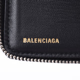 BALENCIAGA Square wallet Croco embossed black Unisex leather Two-fold wallet A rank Used Ginzo