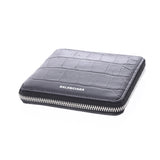 BALENCIAGA Square wallet Croco embossed black Unisex leather Two-fold wallet A rank Used Ginzo