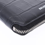 BALENCIAGA Square wallet Croco embossed black Unisex leather Two-fold wallet A rank Used Ginzo