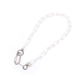 LOUIS VUITTON Louis Vuitton Corriere square ceramic chain necklace white / silver metal material MP2350 unisex necklace AB rank second-hand Silvertone