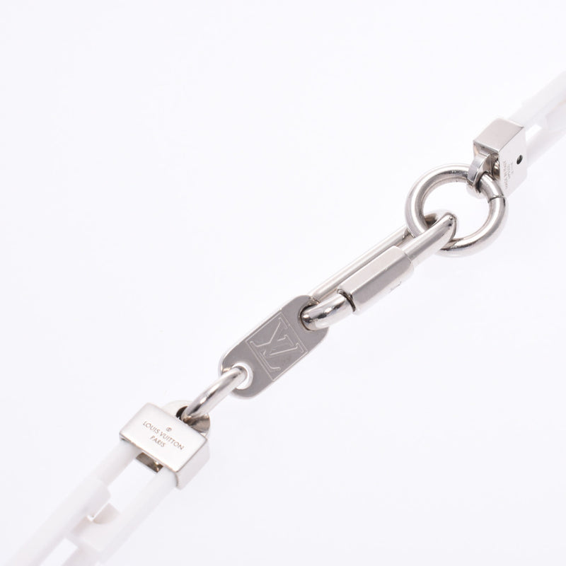 LOUIS VUITTON Louis Vuitton Corriere square ceramic chain necklace white / silver metal material MP2350 unisex necklace AB rank second-hand Silvertone