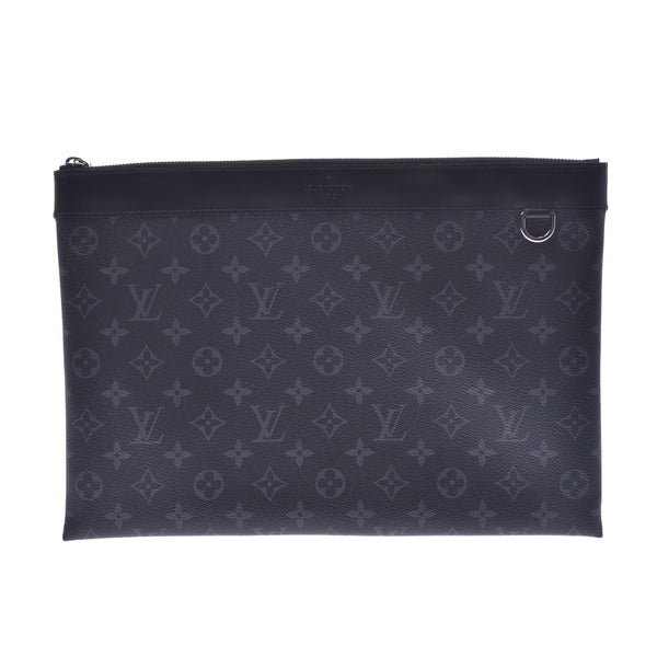 LOUIS VUITTON Louis Vuitton monogram eclipse pochette Discovery black / gray M62291 men clutch bag AB rank used silver storehouse