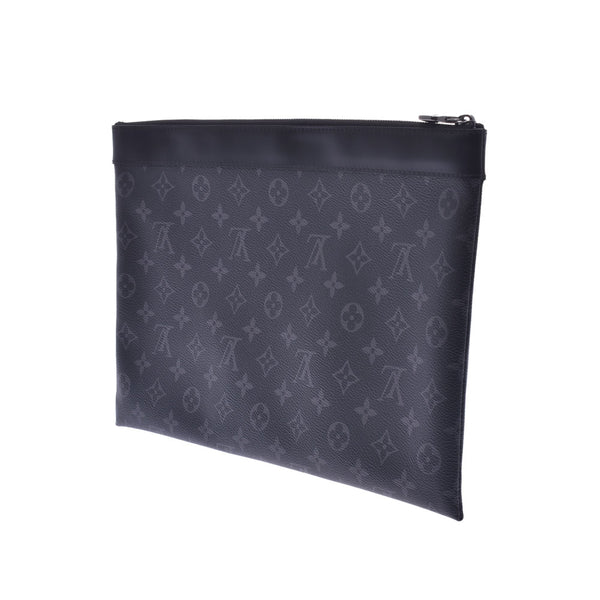 LOUIS VUITTON Louis Vuitton monogram eclipse pochette Discovery black / gray M62291 men clutch bag AB rank used silver storehouse