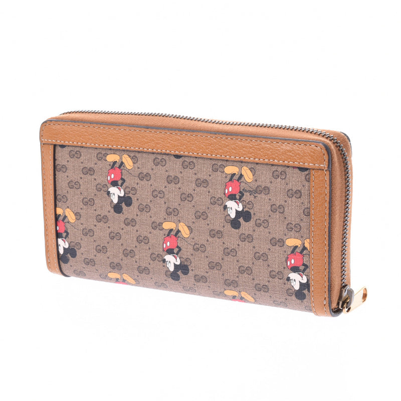 GUCCI Gucci Mickey Mouse Round zipper long wallet Brown system 602532 Unisex leather/PVC long wallet A rank used Ginzo