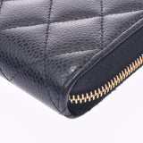 CHANEL Chanel Matrasse Round Zipper Wallet Black Gold Hardware Unisex Caviar Skin Wallet AB Rank Used Ginzo