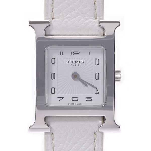 Hermes Hermes Rumsis HH1.210 Women SS / Leather Watch Quartz White Flat Full Technique A-Rank Used Sinkjo