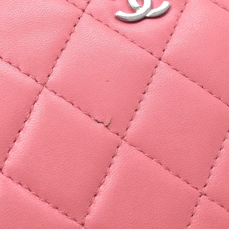 Chanel Chanel Matrasse Zippy Organizer Pink Silver Fitting Unisex Leather Long Wallet B Rank Used Silgrin