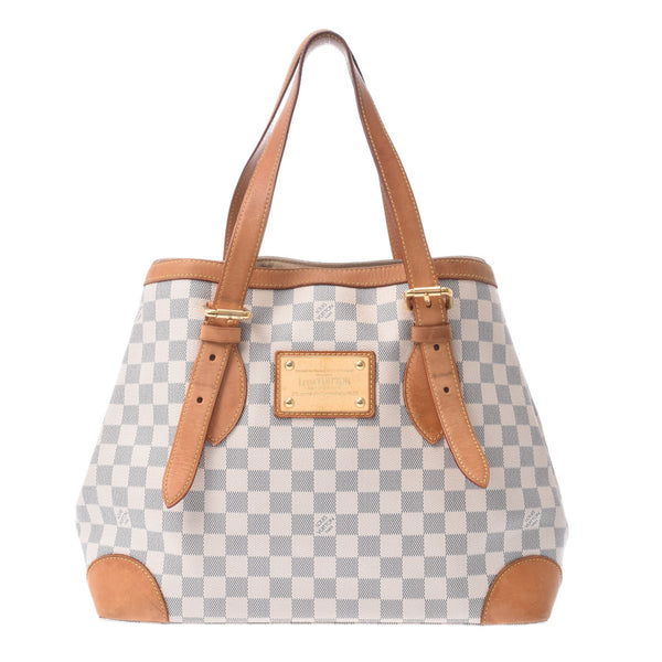 LOUIS VUITTON ルイヴィトン ダミエ アズール ハムステッドMM 白 N51206 レディース ダミエアズールキャンバス トートバッグ Bランク 中古 銀蔵