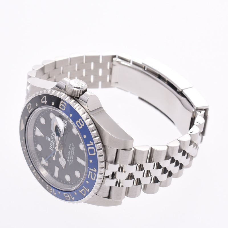 【Cash Special Price】 ROLEX Rolex GMT Master 2 Black/Blue Bezel 126710 BLNR Men's SS Watch Automatic Black Dial Unused Ginzo