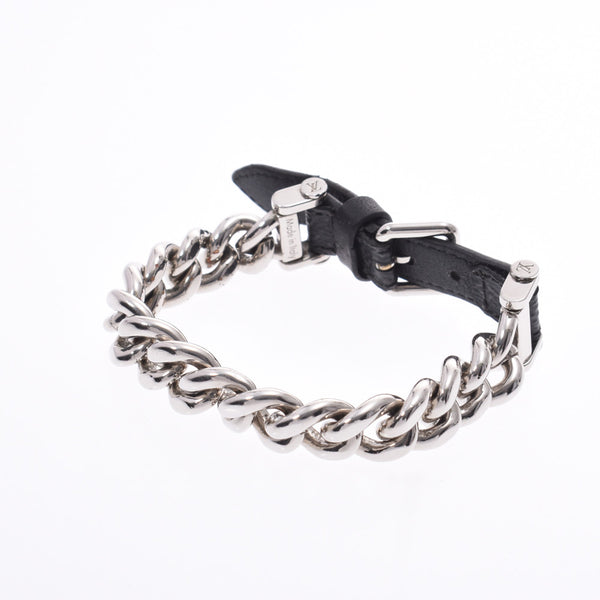 Louis Vuitton Louis Vuitton Chain Monogram Eclipse Black Silver Bracket M64225 Men's Monogram Canvas Bracelet B Rank Used Sinkjo