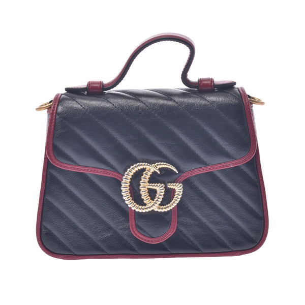 GUCCI Gucci Gucci GG Marmont Mini Top Calf Black/Red Gold Bracket 583571 Ladies Calf Shoulder Bag Unused Ginzo