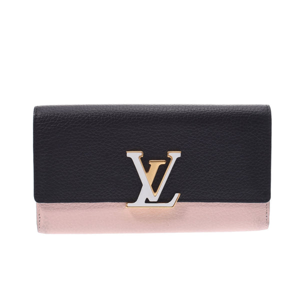 LOUIS VUITTON Louis Vuitton Portofouille Capsine Black/Pink/White M64121 Ladies Trillon Leather Long Wallet B Rank Used Ginzo