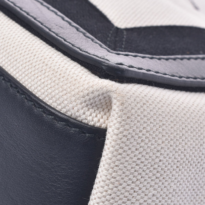 BALENCIAGA Balenciaga Navy Kabus S White/Black Ladies Canvas/Leather Handbag AB Rank Used Ginzo