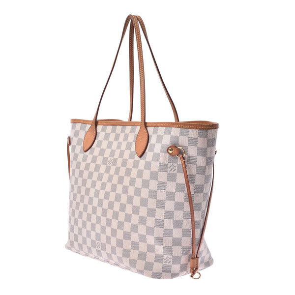 LOUIS VUITTON路易威登Azur Neverfull MM老白N51107女士Damier Azur帆布手提袋B等级二手Ginzo