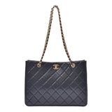 CHANEL シャネル マトラッセ チェーントート 黒 ゴールド金具 レディース キャビアスキン ショルダーバッグ 新同 中古 銀蔵