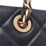 Chanel Chanel Matrasse链手提包黑金支架女子皮肤肩袋新的Sanko