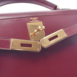 Hermes Hermes Kelly 28 2way Bag Rouge Ach Gold Bracket ○ U Engraved (around 1991) Ladies Box Curf Handbags AB Rank Used Sinkjo