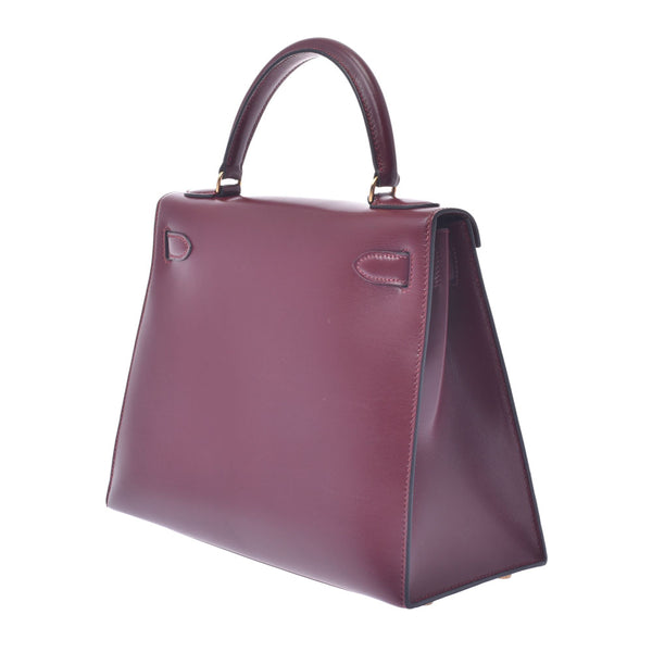 Hermes Hermes Kelly 28 2way Bag Rouge Ach Gold支架○U刻（1991年左右）女士盒Curf手提包AB排名使用水池