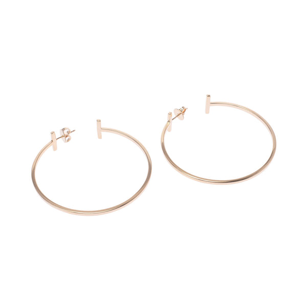 Tiffany & Co. Tiffany T Hoop Ladies K18YG Earrings A-Rank Used Silgrin