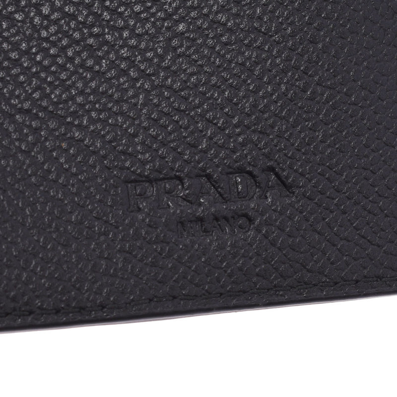 PRADA Prada Two-folded wallpaper outlet black × Silver bracket 2MN077 Men's Leather wallet New Sanko