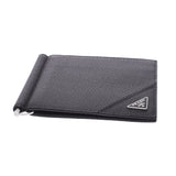 PRADA Prada Two-folded wallpaper outlet black × Silver bracket 2MN077 Men's Leather wallet New Sanko