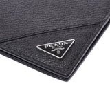 PRADA Prada Two-folded wallpaper outlet black × Silver bracket 2MN077 Men's Leather wallet New Sanko