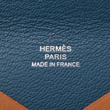 HERMES エルメス カルヴィ ゴールド/ブルーサフィール □R刻印(2014年頃) ユニセックス カーフ カードケース Bランク 中古 銀蔵