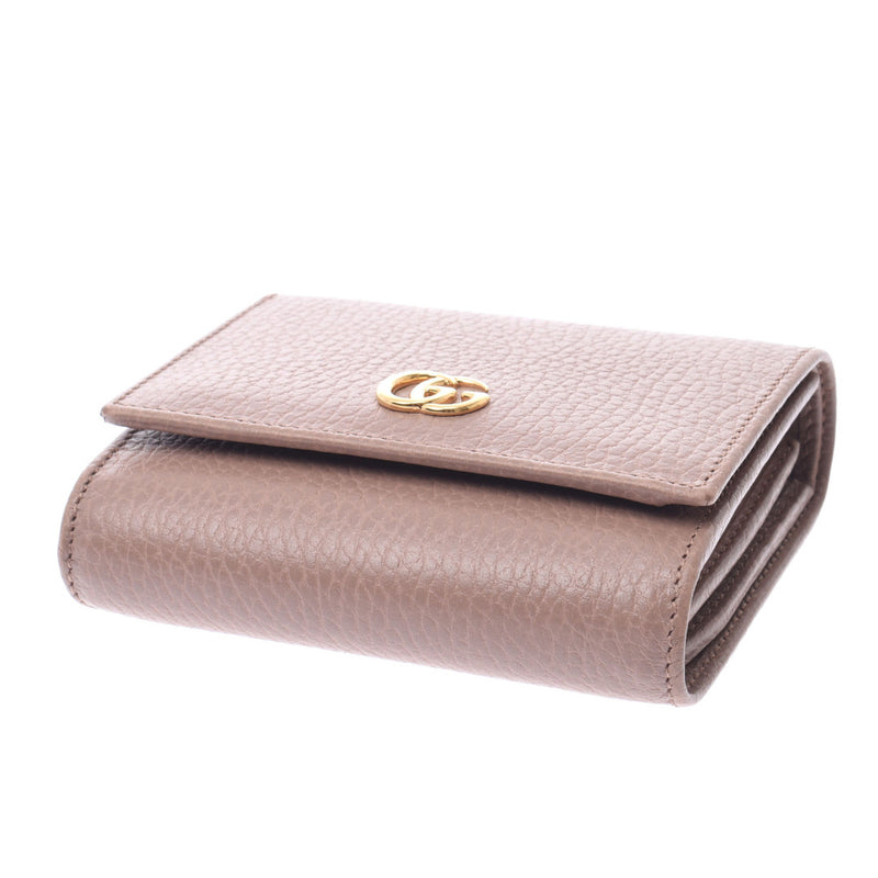 GUCCI Gucci GG Marmont Dusty Pink Gold Bracket 598587 Women's Cala Folded Wallet AB Rank Used Silgrin