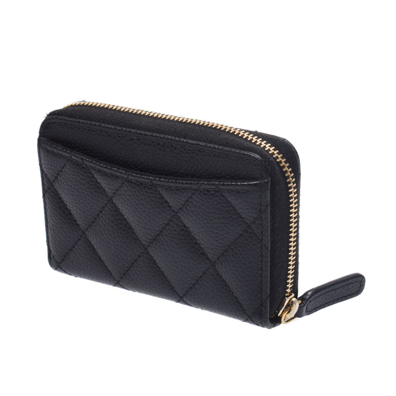 Chanel Chanel Matrasse Coin Perth Black Gold Bracket Ladies Caviar Skin Coin Case A-Rank Used Silgrin