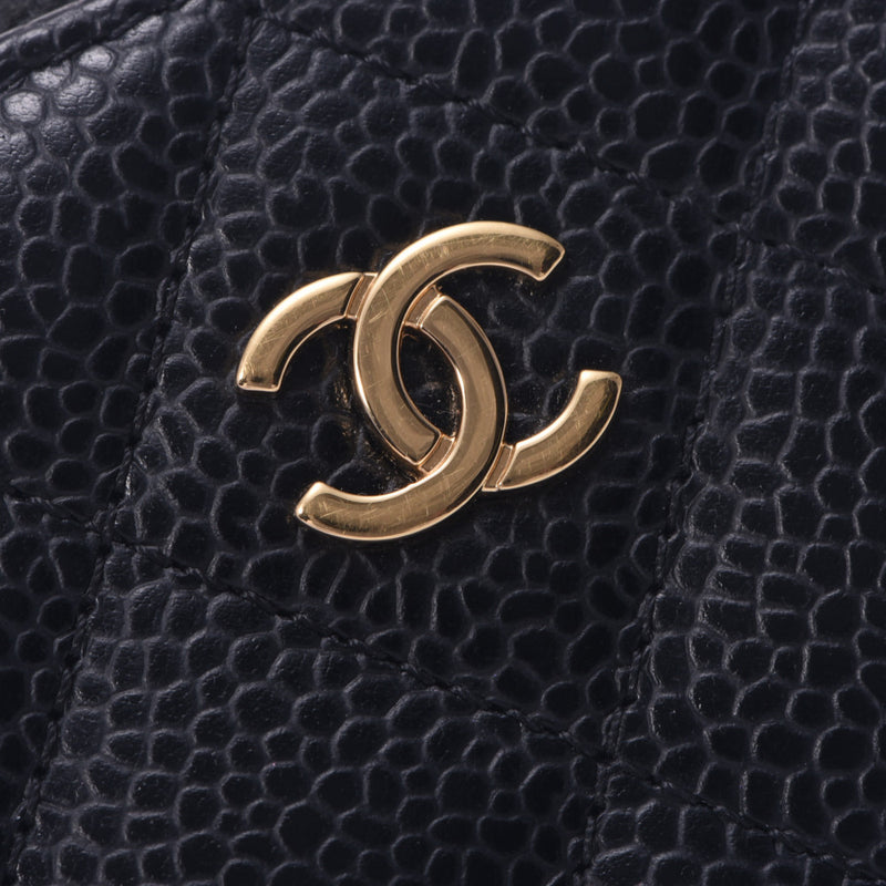 Chanel Chanel Matrasse Coin Perth Black Gold Bracket Ladies Caviar Skin Coin Case A-Rank Used Silgrin