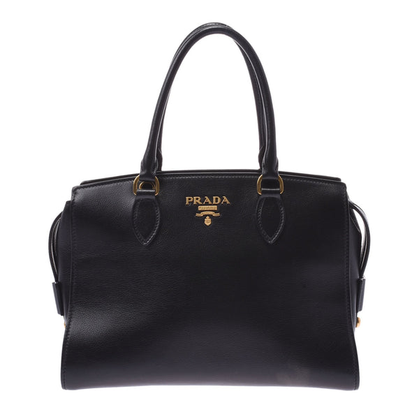 Prada Prada 2way Bag Black Black Gold Bracket 1BA163女士皮革手提包AB排名使用水池