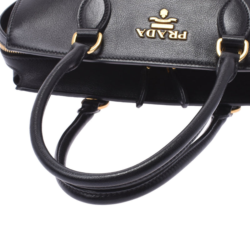 PRADA プラダ 2WAYバッグ 黒 ゴールド金具 1BA163 レディース レザー ハンドバッグ ABランク 中古 銀蔵