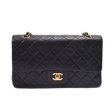 CHANEL シャネル マトラッセ チェーンショルダー 二重蓋 黒 ゴールド金具 レディース ラムスキン ショルダーバッグ Bランク 中古 銀蔵