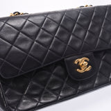 CHANEL シャネル マトラッセ チェーンショルダー 二重蓋 黒 ゴールド金具 レディース ラムスキン ショルダーバッグ Bランク 中古 銀蔵