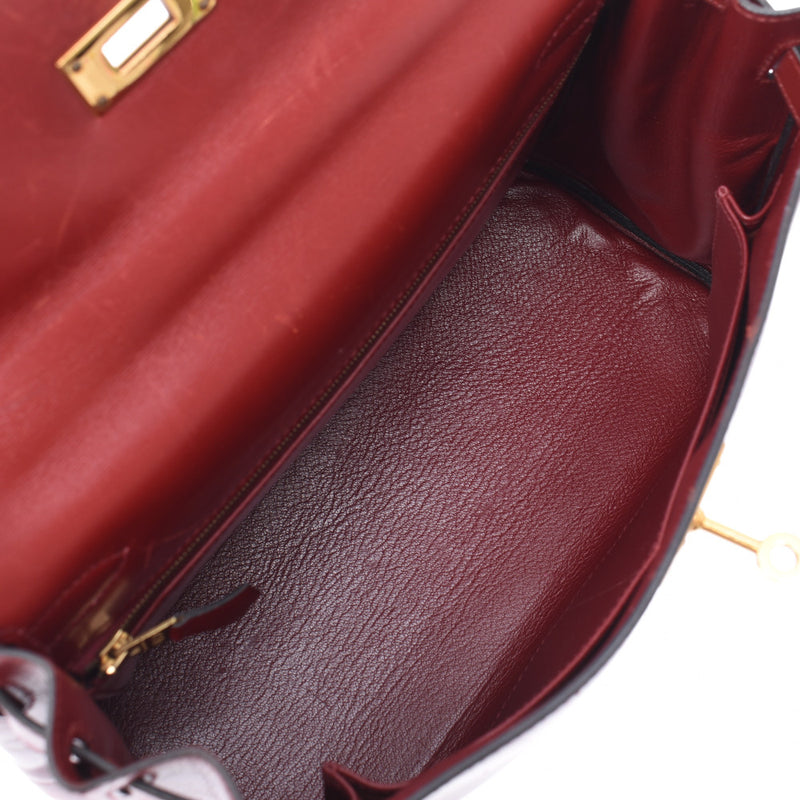 Hermes Hermes Kelly 28 2WAY Bags Sewing Rouge Viff Gold Bracket ○ W Engraved (around 1993) Ladies BOX Curf Handbag B Rank Used Sinkjo