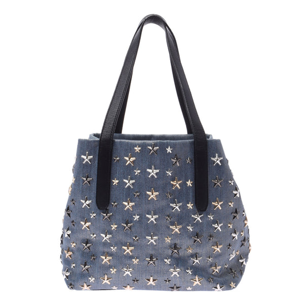 Jimmy Choo Jimmy Choo Sofia Tote Bags S Star Studs Blue / Black Unisex Coating Canvas Tote Bag AB Rank Used Silgrin